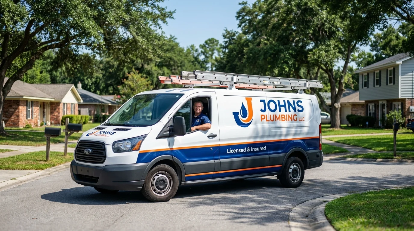 Johns Plumbing LLC service van in Williamstown, WV